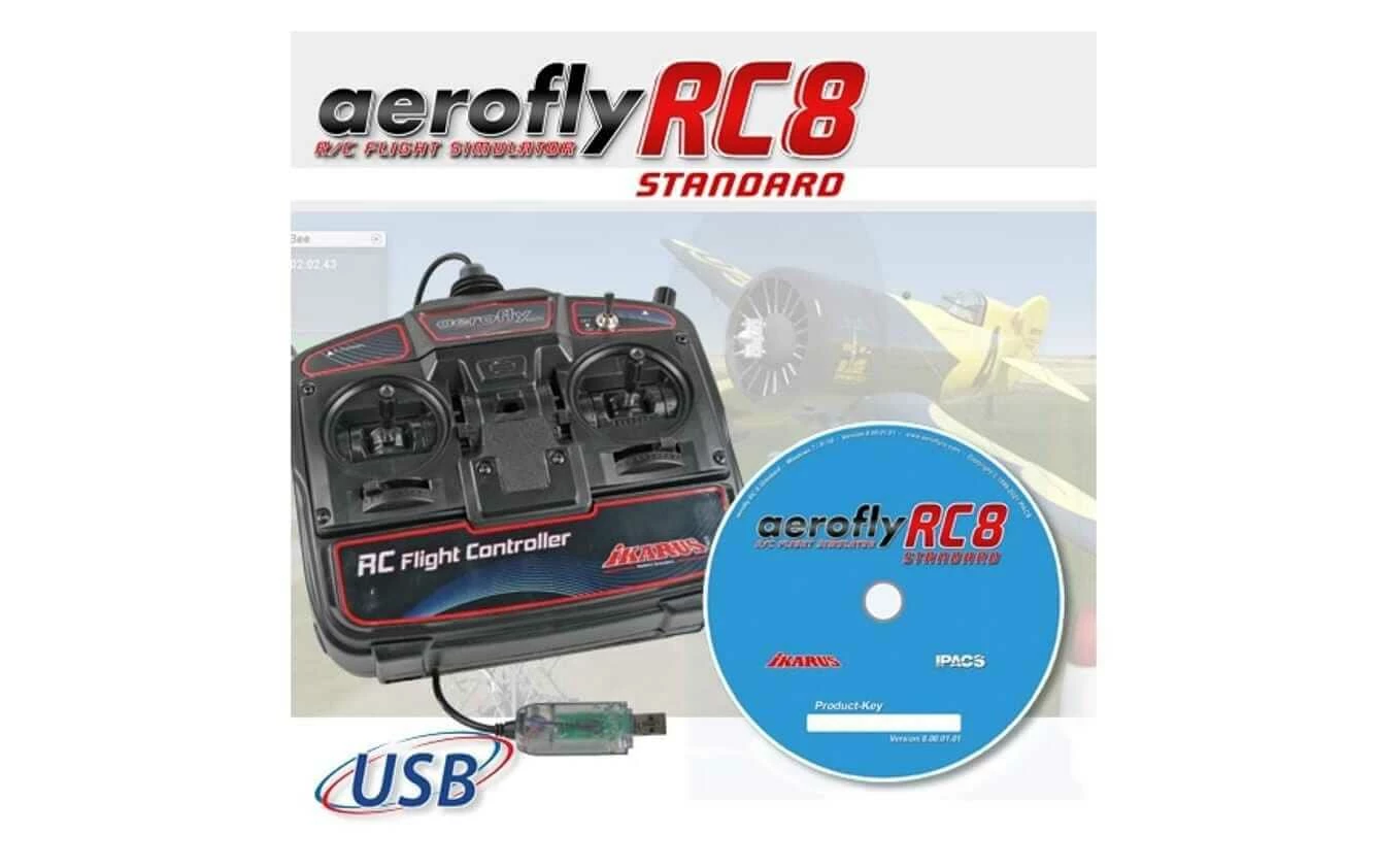 Ikarus Simulateur De Vol RC Aerofly RC8 Standard DVD & USB Commander - Accessoires Avions – Image 2